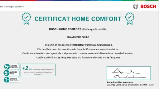 Climathermofluide devient installateur partenaire du réseau Bosch avec une garantie étendue, Brignoles, Climathermofluide
